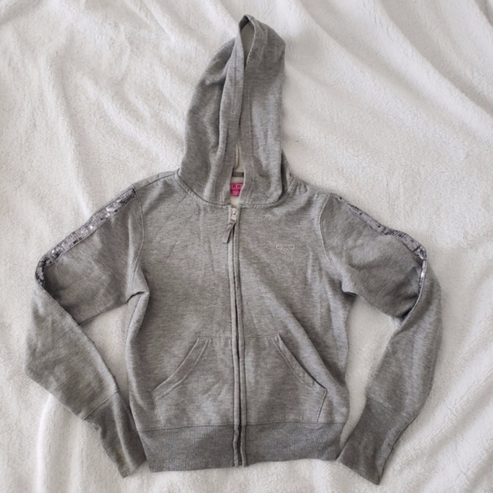 GLO Jeans Gray Jacket with Silver Sequins size M